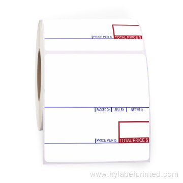 Thermal label for supermarket price barcode use.